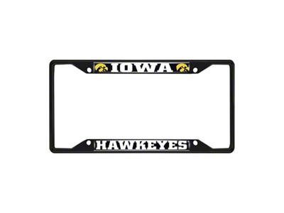 License Plate Frame with University of Iowa Logo; Black and Black (Universal; Some Adaptation May Be Required)