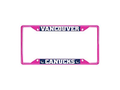 License Plate Frame with Vancouver Canucks; Pink (Universal; Some Adaptation May Be Required)
