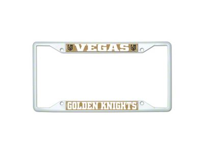 License Plate Frame with Vegas Golden Knights; White (Universal; Some Adaptation May Be Required)
