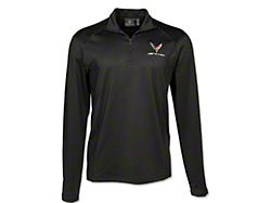 Men's 1/4 Zip HXXL-DRY Pullover with C8 Z06 Logos; Black