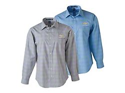Men's Glen Plaid Gold Bowtie Shirt; White/Light French Blue 