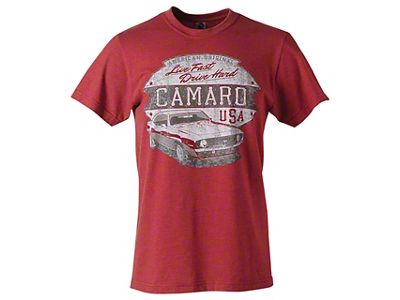 Men's Live Fast/Drive Hard T-Shirt; Red