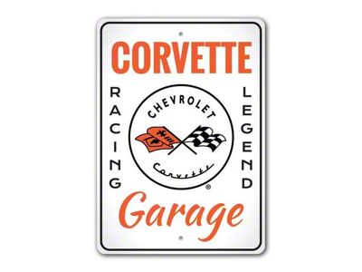 Vintage Corvette Garage Sign; 16x24-Inch