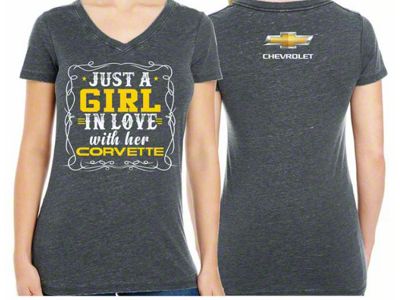 Women's Girl In Love With Her Corvette Vintage T-Shirt