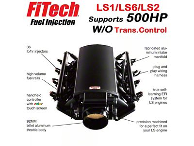 FiTech Fuel Injection Ultimate LS1/LS2/LS6 500HP Intake Manifold Kit with 92mm Throttle Body (Universal; Some Adaptation May Be Required)