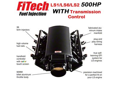 FiTech Fuel Injection Ultimate LS1/LS2/LS6 500HP Intake Manifold Kit with 92mm Throttle Body and Trans Control (Universal; Some Adaptation May Be Required)