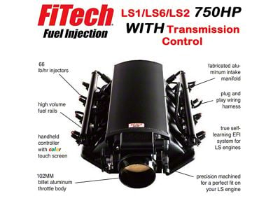 FiTech Fuel Injection Ultimate LS1/LS2/LS6 750HP Intake Manifold Kit with 102mm Throttle Body and Trans Control (Universal; Some Adaptation May Be Required)