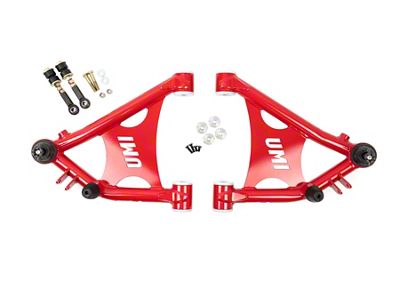 UMI Performance Front Lower Arms for Coil-Overs; Delrin Bushings; Red (82-92 Camaro)
