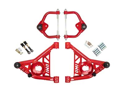 UMI Performance Tubular Front Upper and Lower A-Arm Kit; Red (70-81 Camaro)