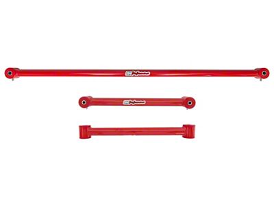 UMI Performance Non-Adjustable Rear Lower Control Arm and Panhard Bar Kit; Red (82-92 Camaro)