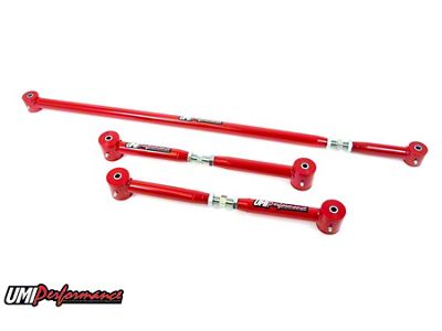 UMI Performance On-Car Adjustable Rear Lower Control Arm and Panhard Bar Kit; Red (82-92 Camaro)