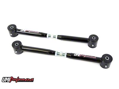 UMI Performance On-Car Adjustable Rear Lower Control Arms; Poly Bushings; Chromoly; Black (82-92 Camaro)