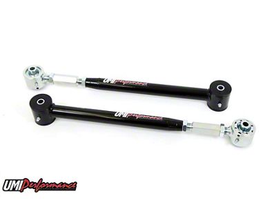 UMI Performance On-Car Adjustable Rear Lower Control Arms; Poly/Roto-Joints; Chromoly; Black (82-92 Camaro)
