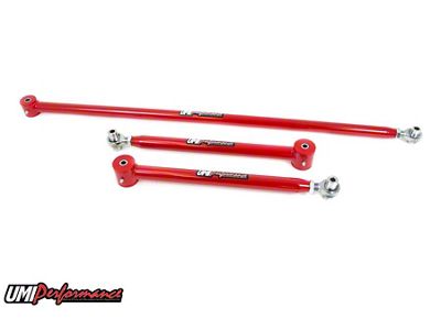 UMI Performance Single Adjustable Rear Lower Control Arm and Panhard Bar Kit; Red (82-92 Camaro)