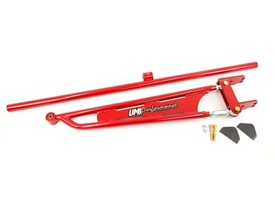 UMI Performance Weld-In Torque Arm with Straight Crossmember; Chromoly; Red (82-92 Camaro)