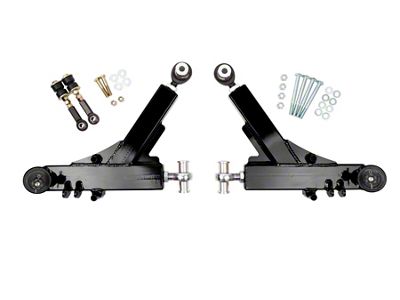 UMI Performance Adjustable Boxed Front Lower A-Arms; Rod Ends; Black (93-02 Firebird)