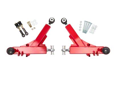 UMI Performance Adjustable Boxed Front Lower A-Arms; Rod Ends; Red (93-02 Firebird)