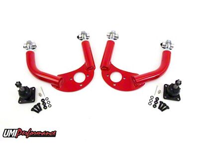 UMI Performance Adjustable Front Upper A-Arms; Chromoly; Red (93-02 Firebird)