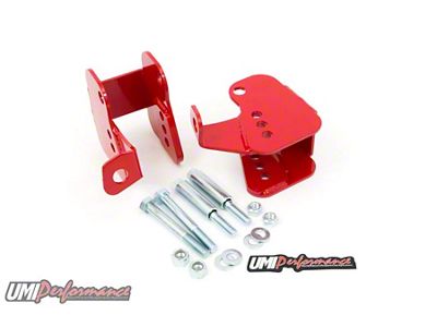 UMI Performance Bolt-In Rear Lower Control Arm Relocation Brackets; Red (82-02 Firebird)