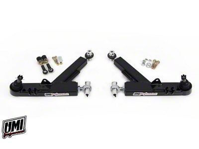 UMI Performance Competition Boxed Front Lower A-Arms; Rod Ends; Black (93-02 Firebird)