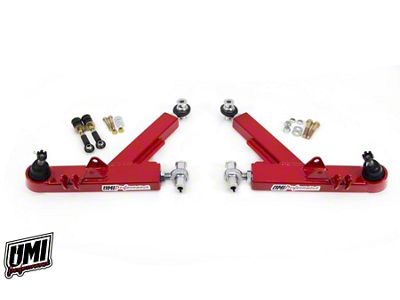 UMI Performance Competition Boxed Front Lower A-Arms; Rod Ends; Red (93-02 Firebird)