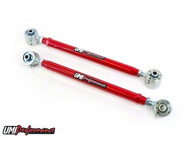 UMI Performance Double Adjustable Rear Lower Control Arms; Roto-Joints; Chromoly; Red (82-02 Firebird)