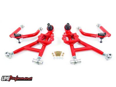 UMI Performance Drag Adjustable Front A-Arm Kit; Red (93-02 Firebird)