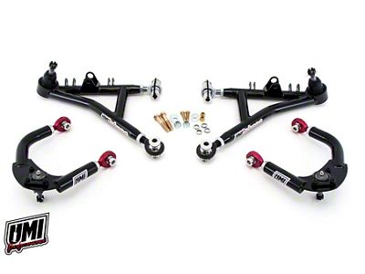 UMI Performance Drag Race Adjustable Front A-Arm Kit; Chromoly; Black (93-02 Firebird)