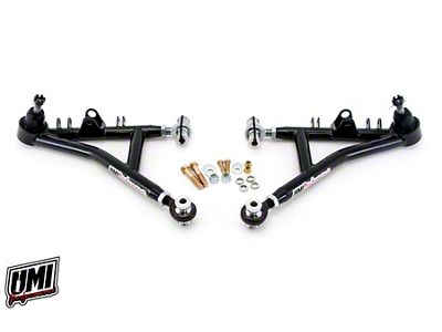 UMI Performance Drag Race Tubular Front Lower A-Arms; Chromoly; Black (93-02 Firebird)