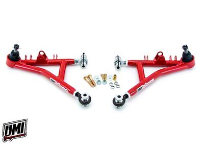 UMI Performance Drag Race Tubular Front Lower A-Arms; Chromoly; Red (93-02 Firebird)