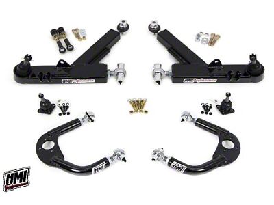 UMI Performance Front A-Arm Kit with Double Shear Shock Mount; Black (93-02 Firebird)