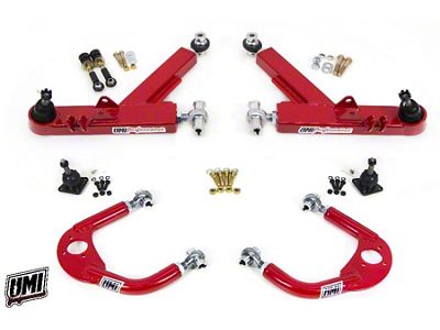 UMI Performance Front A-Arm Kit with Double Shear Shock Mount; Red (93-02 Firebird)