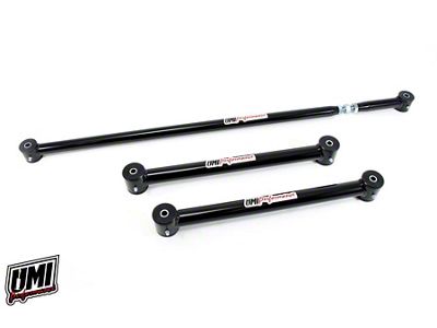 UMI Performance Single Adjustable Rear Lower Control Arm and Panhard Bar Kit; Black (82-02 Firebird)