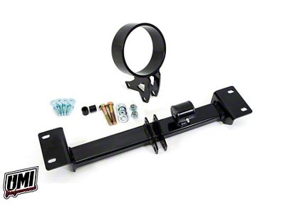 UMI Performance Tunnel Brace Mount with Driveshaft Loop for Stock Exhaust and Kooks Long Tube Headers; Black (93-02 Firebird)