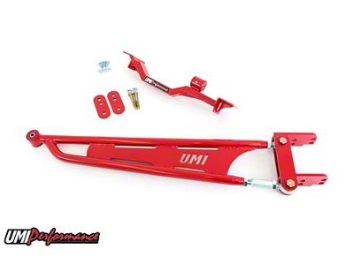 UMI Performance Tunnel Brace Mounted Torque Arm for Long Tube Headers; Chromoly; Red (93-02 Firebird)