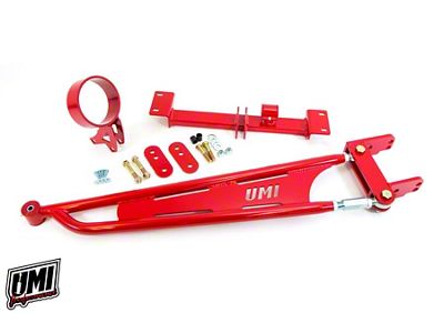 UMI Performance Tunnel Mounted Torque Arm with Driveshaft Loop for Stock Exhaust and Kooks Long Tube Headers; Chromoly; Red (93-02 Firebird)