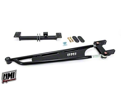UMI Performance Tunnel Mounted Torque Arm for Stock Exhaust and Kooks Long Tube Headers; Mild Steel; Black (93-02 Firebird)