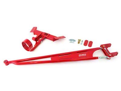 UMI Performance 700R4/T5 Transmission Tunnel Mounted Torque Arm with Driveshaft Loop; Red (82-92 Camaro w/ 700R4 & T5 Transmission)