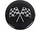 Universal 1-3/4 Crossed-Flag Wheel Center Cap Emblem Set with Black Background, 4 Pieces