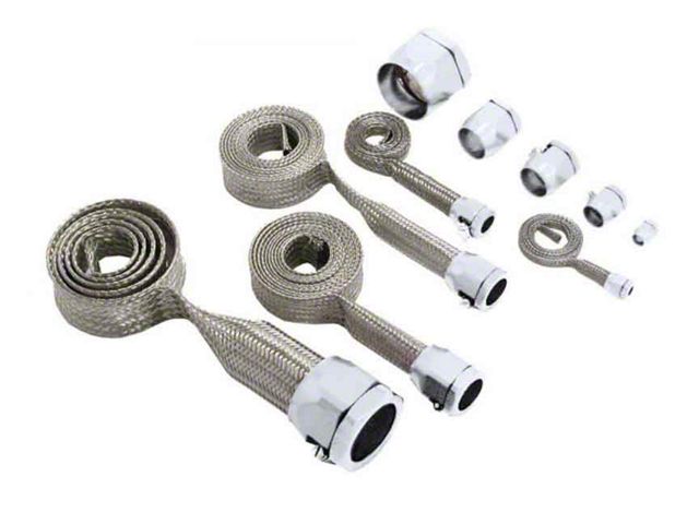 Universal Stainless Steel Braided Hose Cover Set-Chrome Clamps