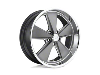 US Mag Roadster Matte Gunmetal Machined Wheel; 18x8; 1mm Offset (64-73 Mustang)