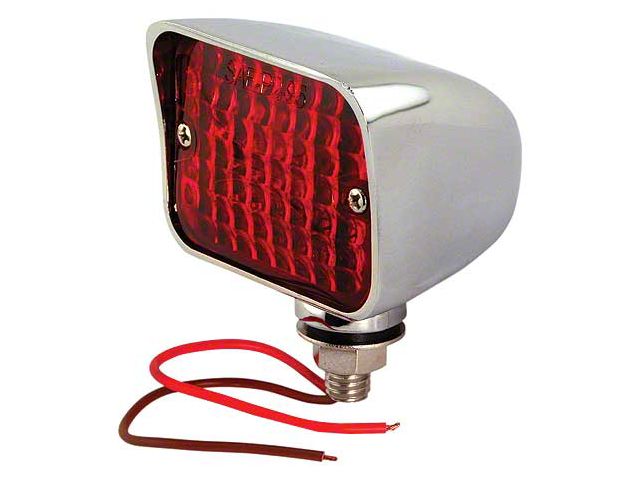 Utility Light - Double Element - 12 Volt - Chrome - Light With Red Lens - 2-1/2 Wide X 2 High X 2-3/4 Long