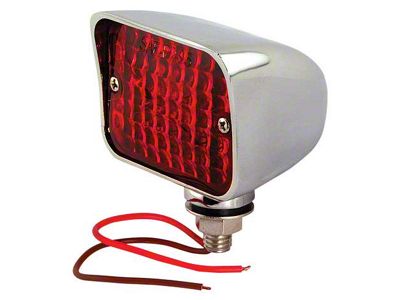 Utility Light - Double Element - 12 Volt - Chrome - Light With Red Lens - 2-1/2 Wide X 2 High X 2-3/4 Long