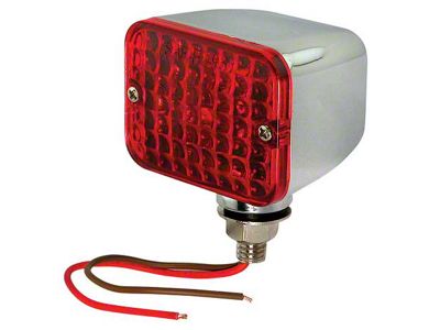 Utility Light - Double Element - 12 Volt - Chrome - Light With Red Lens - 2-1/4 Wide X 1-1/4 High X 1-3/4 Long