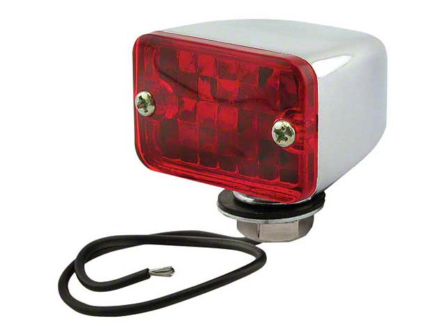 Utility Light - Single Element - 12 Volt - Chrome - Light With Red Lens - 1-3/4 Wide X 1-1/2 High X 1-5/8 Long