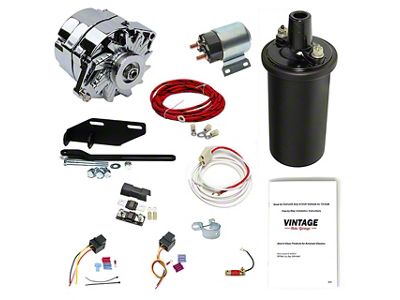12-Volt 100 Amp Conversion Kit with Electric Key Starter and 3/8-Inch Pulley; Chrome (53-54 Corvette C1)