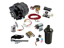 12-Volt 100 Amp Conversion Kit with Electric Key Starter and 3/8-Inch Pulley; Black (49-52 Fleetline, Styleline Deluxe, Styleline Special)