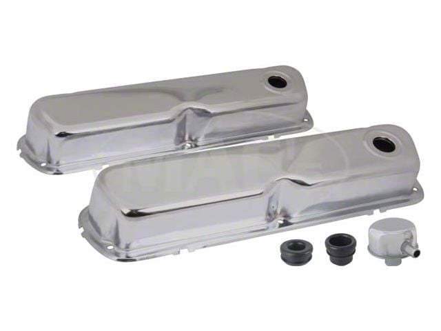 Valve Covers, Chrome, 260, 289 & 302, V8, With Oil Filler Cap With Tube