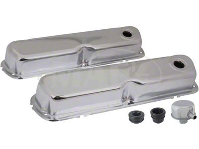 Valve Covers, Chrome, 260, 289 & 302, V8, With Oil Filler Cap With Tube