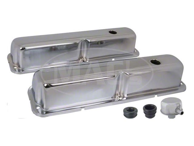 Valve Covers, Chrome, 390, 427 & 428, V8, With Oil Cap With Tube
